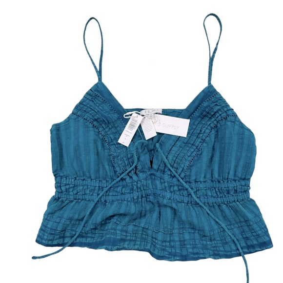 Z SUPPLY Striped Peplum Cotton Tank Cute Cotton Pretty Cool Dragonfly NWT Large - Picture 6 of 7